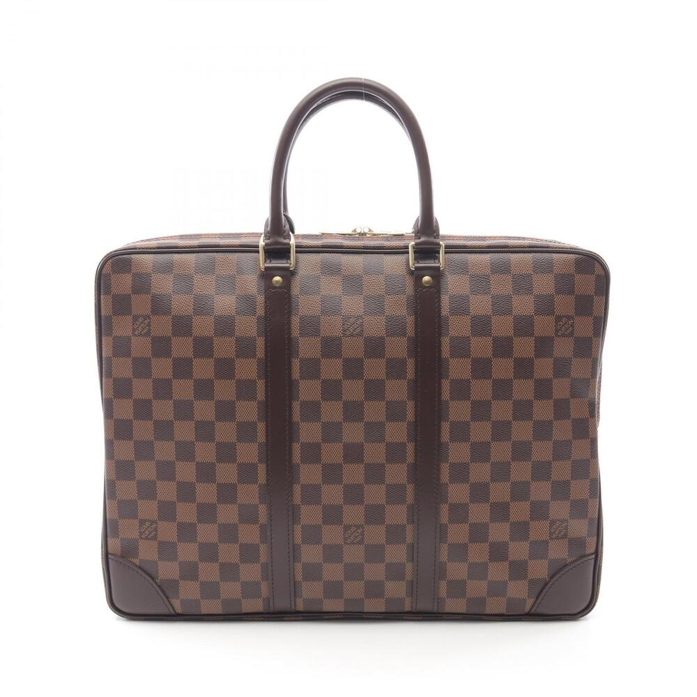 Louis Vuitton Porte documents Voyage Business Bag Canvas Leather Damier Brown